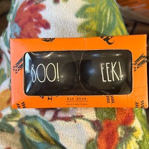 New Rae Dunn Matte Black Boo & Eek Cauldron Salt and Pepper Shakers BB02B48010